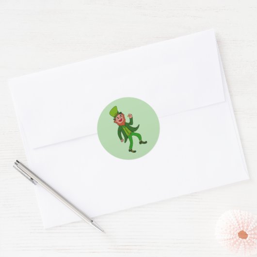 Schattigee Cartoon Leprechaun St. Patrick's Day Ronde Sticker (Envelop)