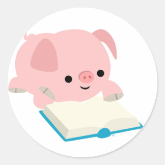Schattigee Cartoon lezen biggen Sticker