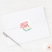 Schattigee Cartoon lezen biggen Sticker (Envelop)