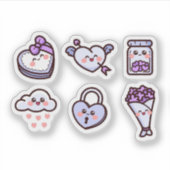 Schattigee cartoon liefde sticker set (Voorkant)