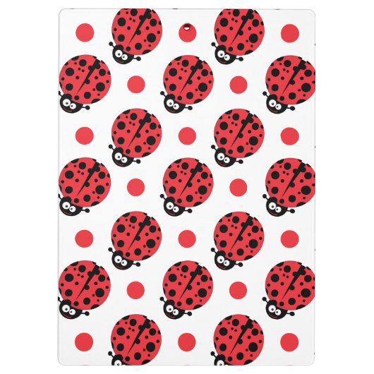 Schattigee Cartoon lieveheersbeestje, rode & witte Klembord (Achterkant)