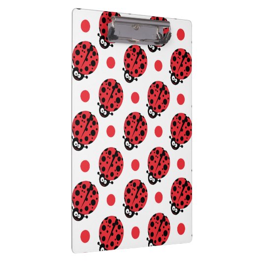 Schattigee Cartoon lieveheersbeestje, rode & witte Klembord (Rechts)