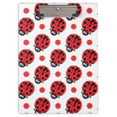 Schattigee Cartoon lieveheersbeestje, rode & witte Klembord (Voorkant)