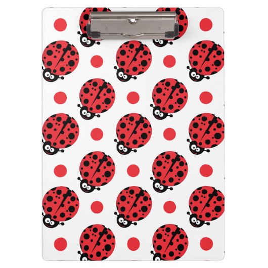 Schattigee Cartoon lieveheersbeestje, rode & witte Klembord (Voorkant)
