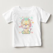 Schattigee Cartoon Lion Cub met Crown Baby T-shirt (Voorkant)