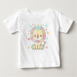Schattigee Cartoon Lion Cub met Crown Baby T-shirt