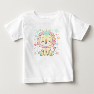 Schattigee Cartoon Lion Cub met Crown Baby T-shirt