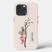 Schattigee Cartoon Lovebirds op tak Valentijn's Da Case-Mate iPhone Case (Achterkant)