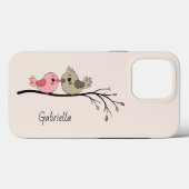 Schattigee Cartoon Lovebirds op tak Valentijn's Da Case-Mate iPhone Case (Achterkant (horizontaal))