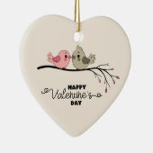 Schattigee Cartoon Lovebirds op tak Valentijn's Da Keramisch Ornament (Rechts)
