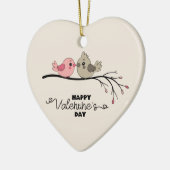 Schattigee Cartoon Lovebirds op tak Valentijn's Da Keramisch Ornament (Links)