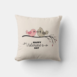 Schattigee Cartoon Lovebirds op tak Valentijn's Da Kussen