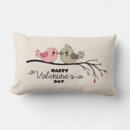Schattigee Cartoon Lovebirds op tak Valentijn's Da Kussen