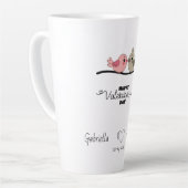 Schattigee Cartoon Lovebirds op tak Valentijn's Da Latte Mok (Linkerhoek)