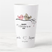 Schattigee Cartoon Lovebirds op tak Valentijn's Da Latte Mok (Voorkant)
