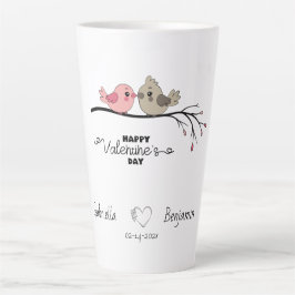 Schattigee Cartoon Lovebirds op tak Valentijn's Da Latte Mok