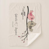 Schattigee Cartoon Lovebirds op tak Valentijn's Da Sherpa Deken (Voorkant)