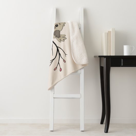 Schattigee Cartoon Lovebirds op tak Valentijn's Da Sherpa Deken (In situ)