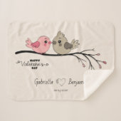 Schattigee Cartoon Lovebirds op tak Valentijn's Da Sherpa Deken (Voorkant (horizontaal))