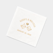 Schattigee Cartoon Lovebirds paar bruiloft Jubileu Folie Servetten (Links)