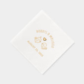 Schattigee Cartoon Lovebirds paar bruiloft Jubileu Folie Servetten (Rechts)