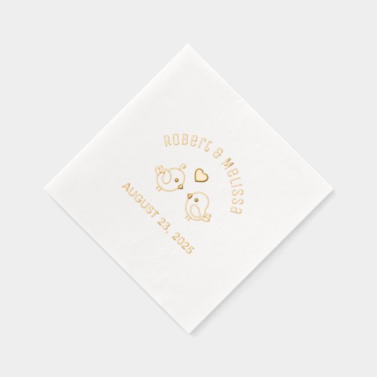 Schattigee Cartoon Lovebirds paar bruiloft Jubileu Folie Servetten (Rechts)