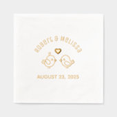 Schattigee Cartoon Lovebirds paar bruiloft Jubileu Folie Servetten (Voorkant)