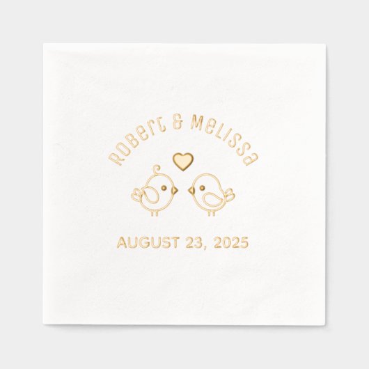 Schattigee Cartoon Lovebirds paar bruiloft Jubileu Folie Servetten (Voorkant)