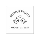 Schattigee Cartoon Lovebirds paar bruiloft Jubileu Rubberstempel (Afrduk)