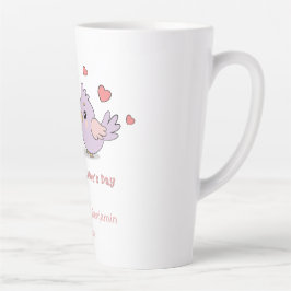 Schattigee Cartoon Lovebirds Pink Hearts Valentijn Latte Mok
