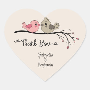 Schattigee Cartoon Lovebirds Valentijn's Day Dank Hart Sticker