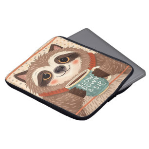 Schattigee Cartoon luiaard met overdreven slaperig Laptop Sleeve