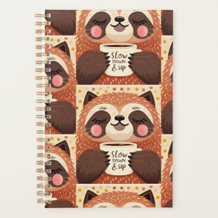 Schattigee Cartoon luiaard met overdreven slaperig Planner