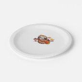 Schattigee Cartoon Luiaard met pompoen - Herfstsei Papieren Bordje (Gekanteld)