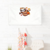 Schattigee Cartoon Luiaard met pompoen - Herfstsei Spandoek (Insitu)