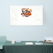 Schattigee Cartoon Luiaard met pompoen - Herfstsei Spandoek (Beurs)