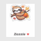 Schattigee Cartoon Luiaard met pompoen - Herfstsei Sticker (Vel)