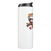 Schattigee Cartoon Luiaard met pompoen - Herfstsei Thermosbeker (Gedraaid links)