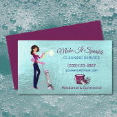 Schattigee Cartoon Maid Schoonmaak Service Blauwgr Visitekaartje