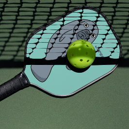 Schattigee Cartoon Manatee gepersonaliseerd Pickleball Paddle