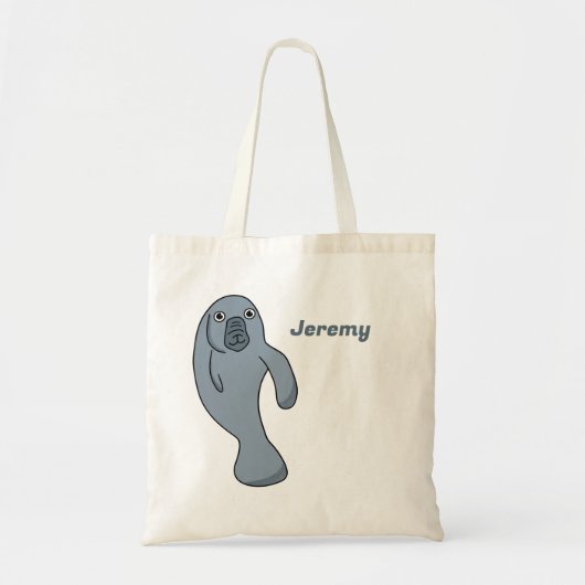 Schattigee Cartoon Manatee gepersonaliseerd Tote Bag (Voorkant)