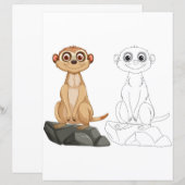 Schattigee Cartoon Meerkat kleurplaat (Voorkant / Achterkant)