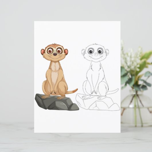 Schattigee Cartoon Meerkat kleurplaat (Staand voorkant)