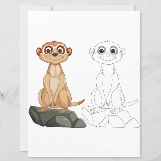 Schattigee Cartoon Meerkat kleurplaat (Voorkant)