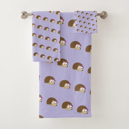 Schattigee Cartoon Meisje Hedgehog Pattern Bad Handdoek (Insitu)