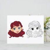 Schattigee Cartoon meisje hoofd kleurplaat (Staand voorkant)