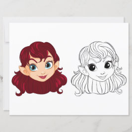 Schattigee Cartoon meisje hoofd kleurplaat