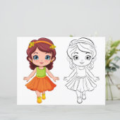 Schattigee Cartoon meisje kleurplaat (Staand voorkant)