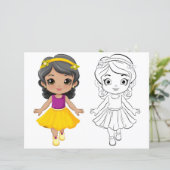 Schattigee Cartoon meisje kleurplaat (Staand voorkant)