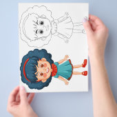 Schattigee Cartoon meisje kleurplaat Flyer (Hand)